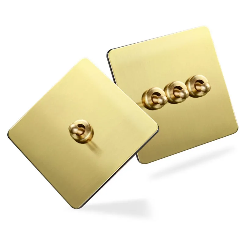 The Metal Buttons of The 86 Type Light Luxury Style Brass Toggle Retro Switch Panel