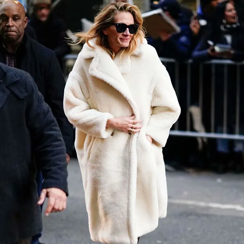 Women Autumn Winter Thick Warm Teddy Coat New Fashion Female Christmas Cashmere Jacket Casual Long Wool Coats overcoat 12 Colors