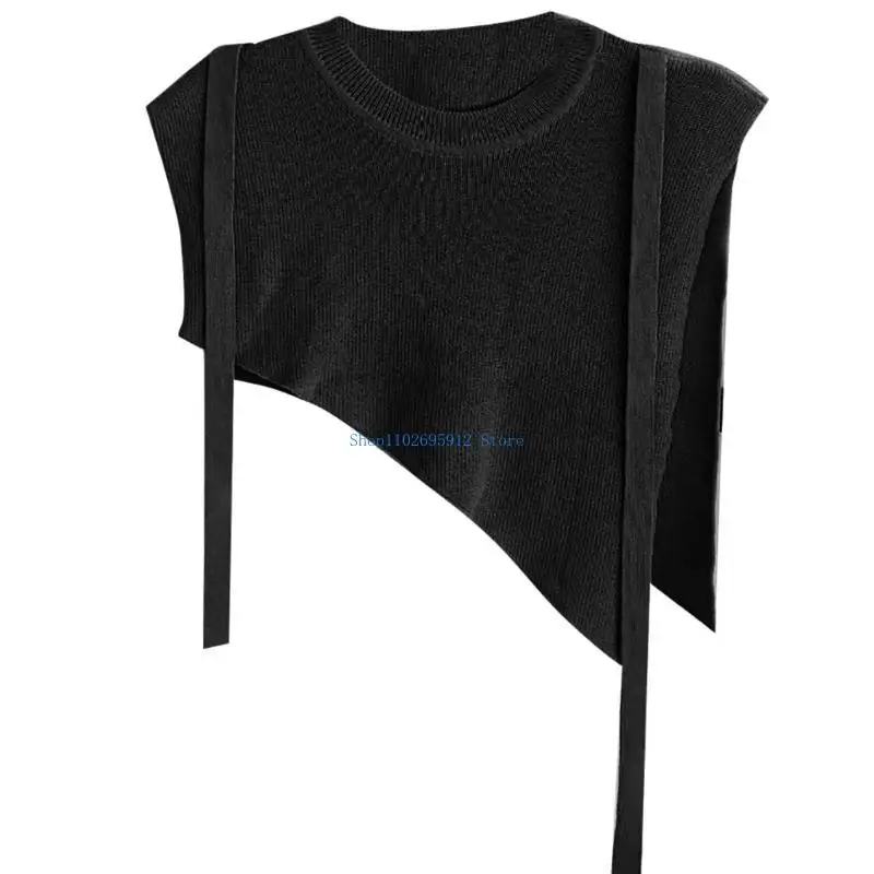 

N7YE Women Warm Shawl Knit Collar Scarf Warm Knitted False Shawl Striped Shawl