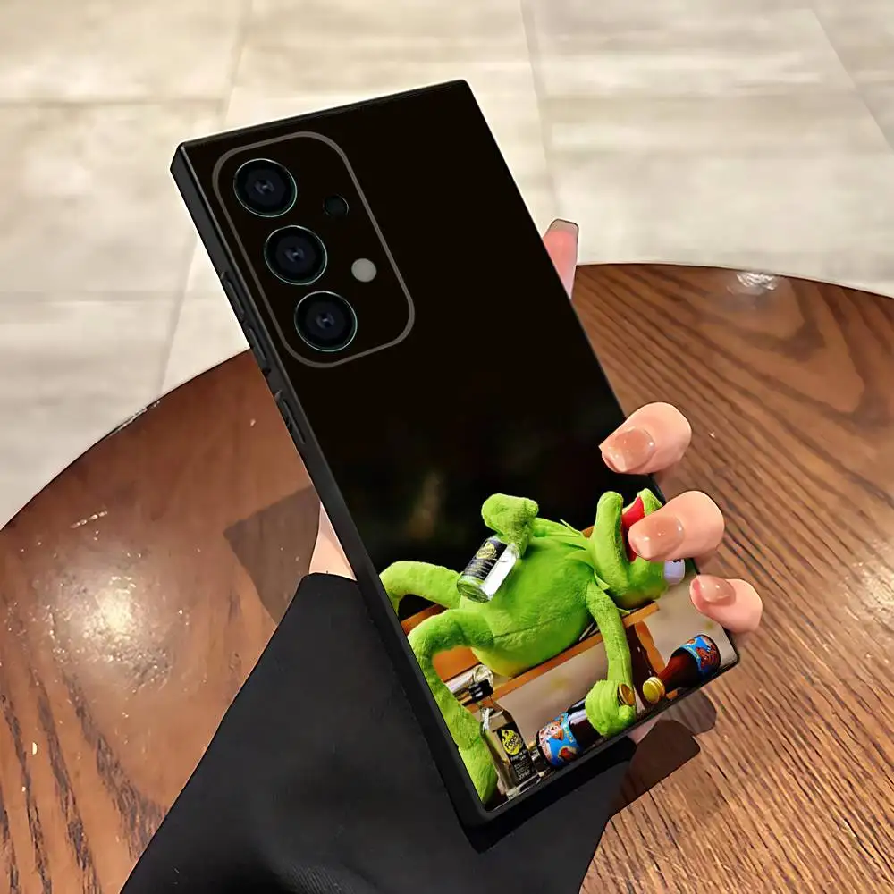 K-Kermit de kikker Telefoon Case Voor Samsung S25, S24, S21, S22, S23, S30, Ultra, S20, Plus, Fe, Lite, 5G Zwarte Cover