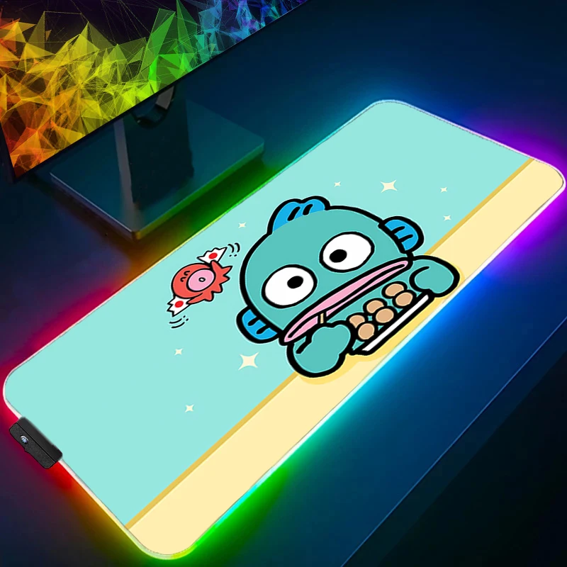 لوحة ماوس RGB Hangyodon أكبر حافة Kawaii بيضاء خلفية سرعة الكمبيوتر لوحة المفاتيح LED حصيرة مكتبية ملحقات الألعاب لوحة الماوس #1