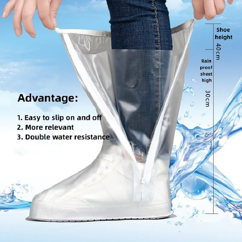 Men's And Women's High Tube Shoe Cover With Pressed Edge And Thickened Sole Wear Resistant And High Quality Rainproof Shoe Cover