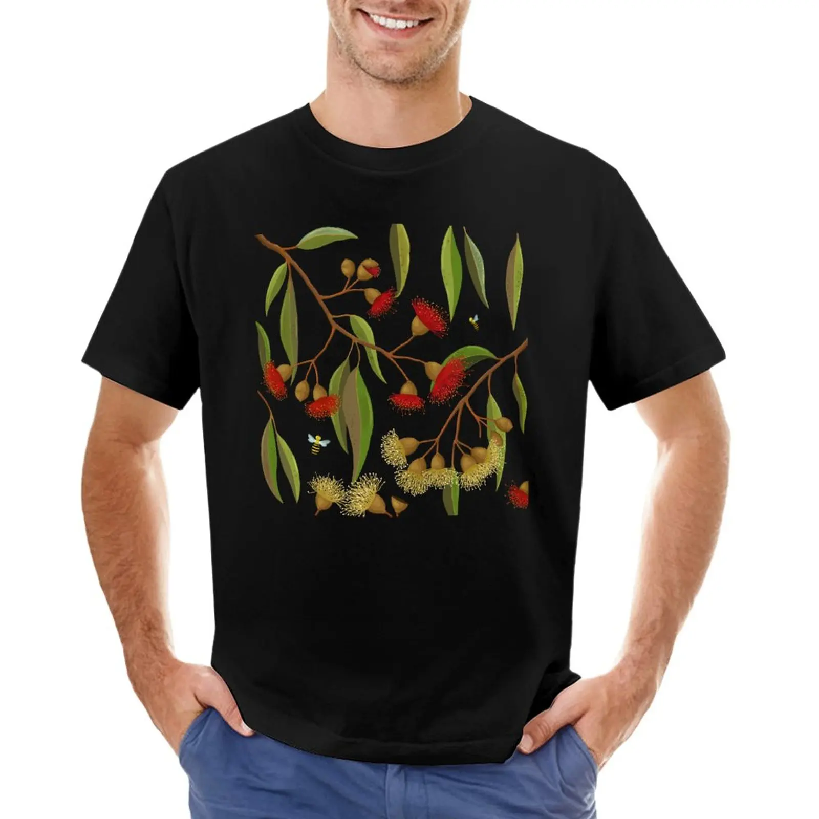 

Gum Blossoms and Bees T-Shirt summer top summer tops customs design your own shirts graphic tees men clothings