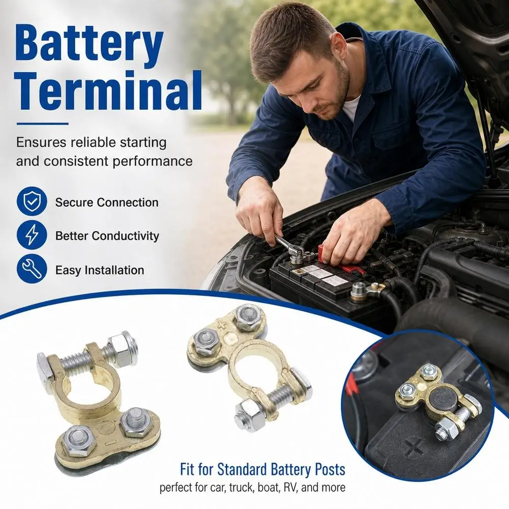 2Pcs Battery Terminals Screw Type Connector For Car Truck Boat Electrical Terminal Clips Caravan Vehicle Battery Posts For RV