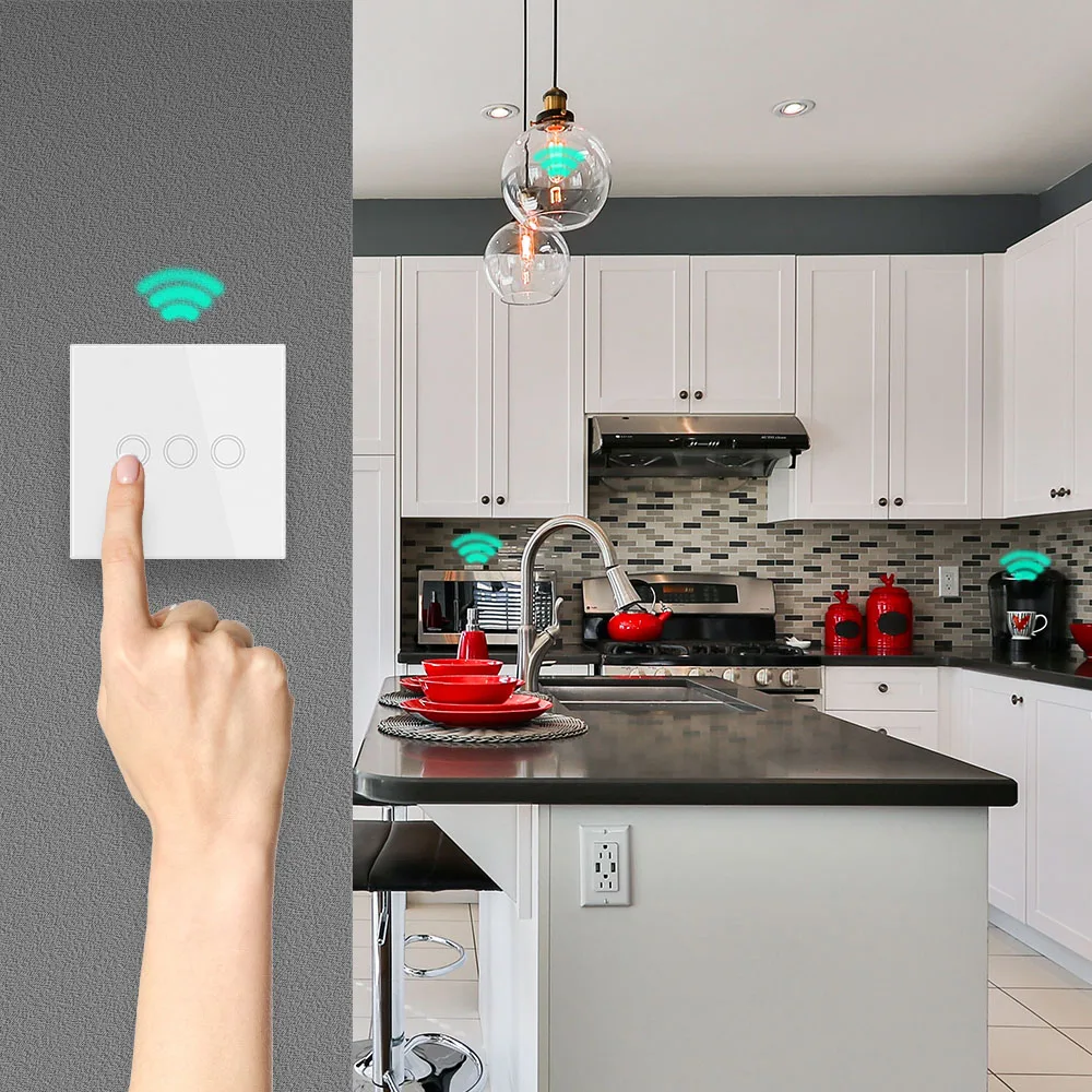 Diese 86 مفتاح الإضاءة اللاسلكي الذي يعمل باللمس 433 ميجا هرتز جهاز إرسال عن بعد، التيار المتناوب 110 فولت ~ 250 فولت 10A مقاطعة استقبال التتابع لتحسين المنزل #4