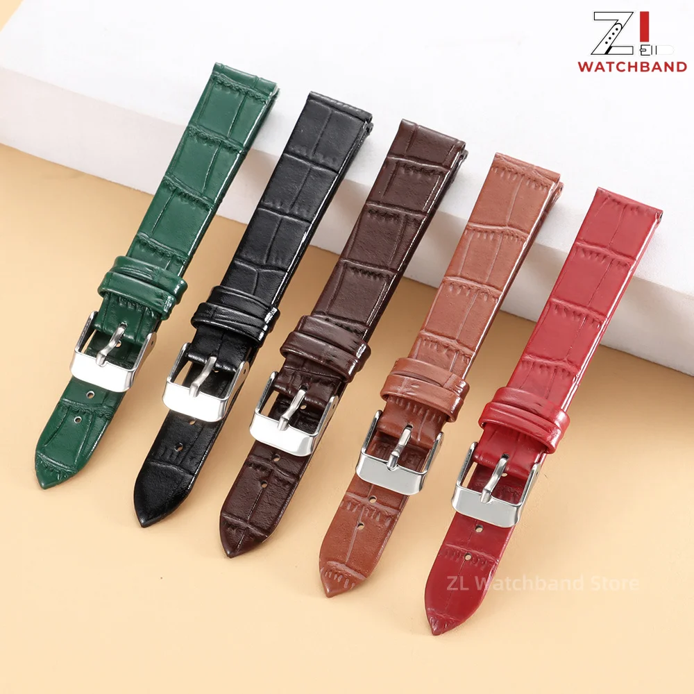 Ultra-thin Leather Watch Band 8mm 10mm 12mm 14mm 16mm Universal Replacement Straps for Men Women Bamboo Pattern Slim Bracelet