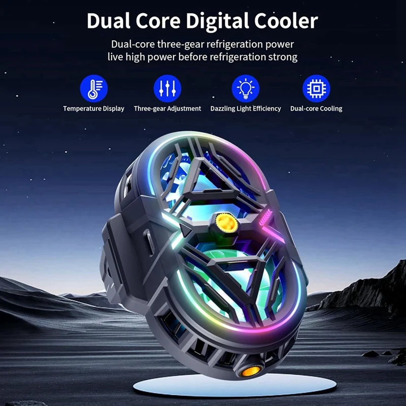 Pendingin ponsel dengan lampu LED, Coolder Radiator untuk Gaming ponsel pintar isi ulang, rekaman Video Streaming langsung