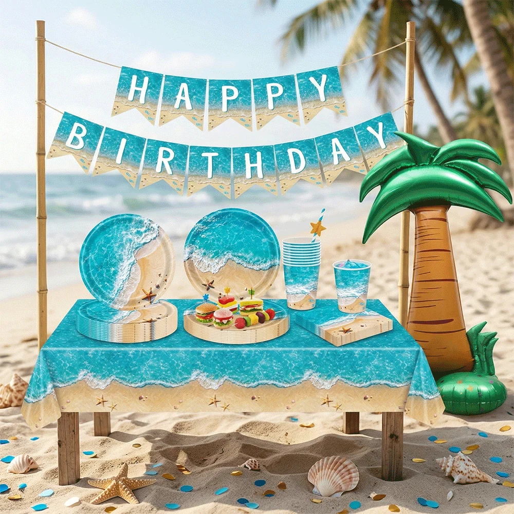 Summer Beach Ocean Theme Party Supplies Tableware Plates Cup
