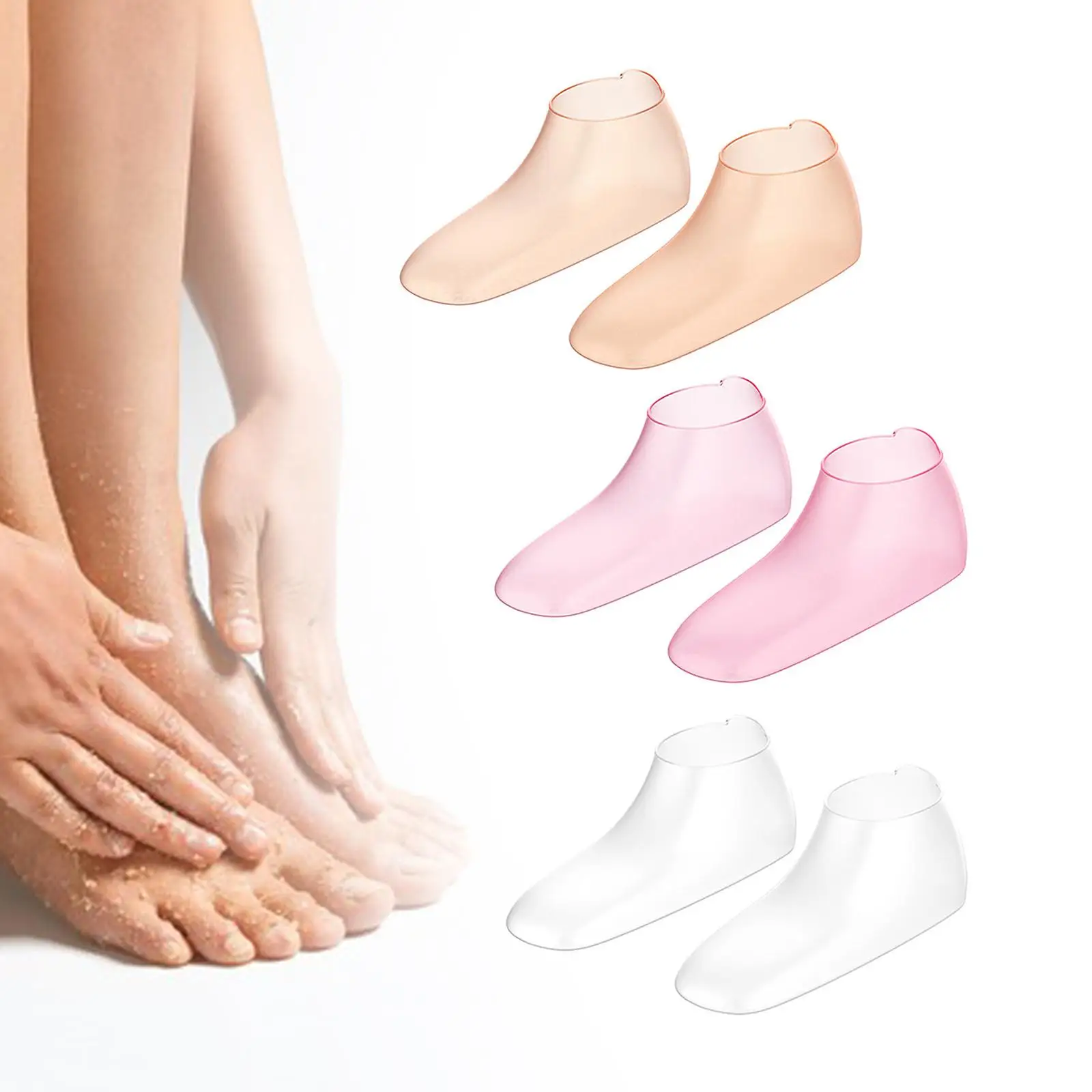 Meias hidratantes do silicone para mulheres, para o salto rachado, termas, 2 peças