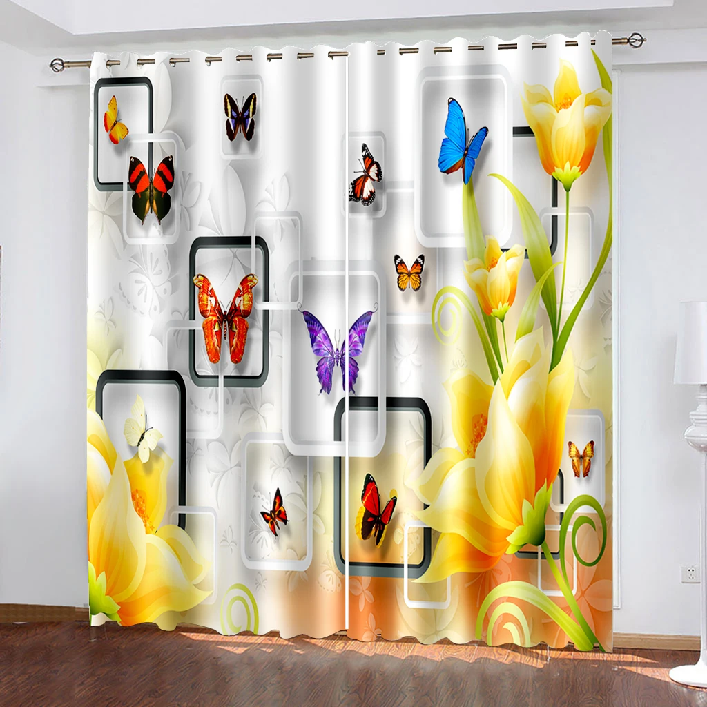 

Photo 3D Curtains for Living Room Window butterfly curtains 3D Curtains For Living room Blackout