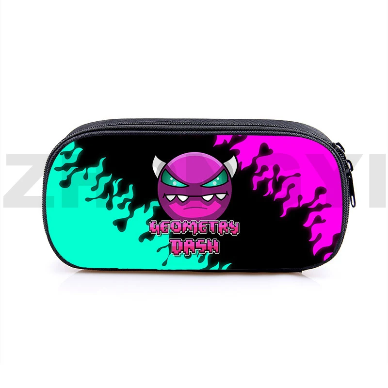 2023 Anime Geometry Dash 3D Print Pencil Case Fashion Canvas Cosmetic Cases Makeup Box Boys Girls Pencil Bag Kid School Supplies