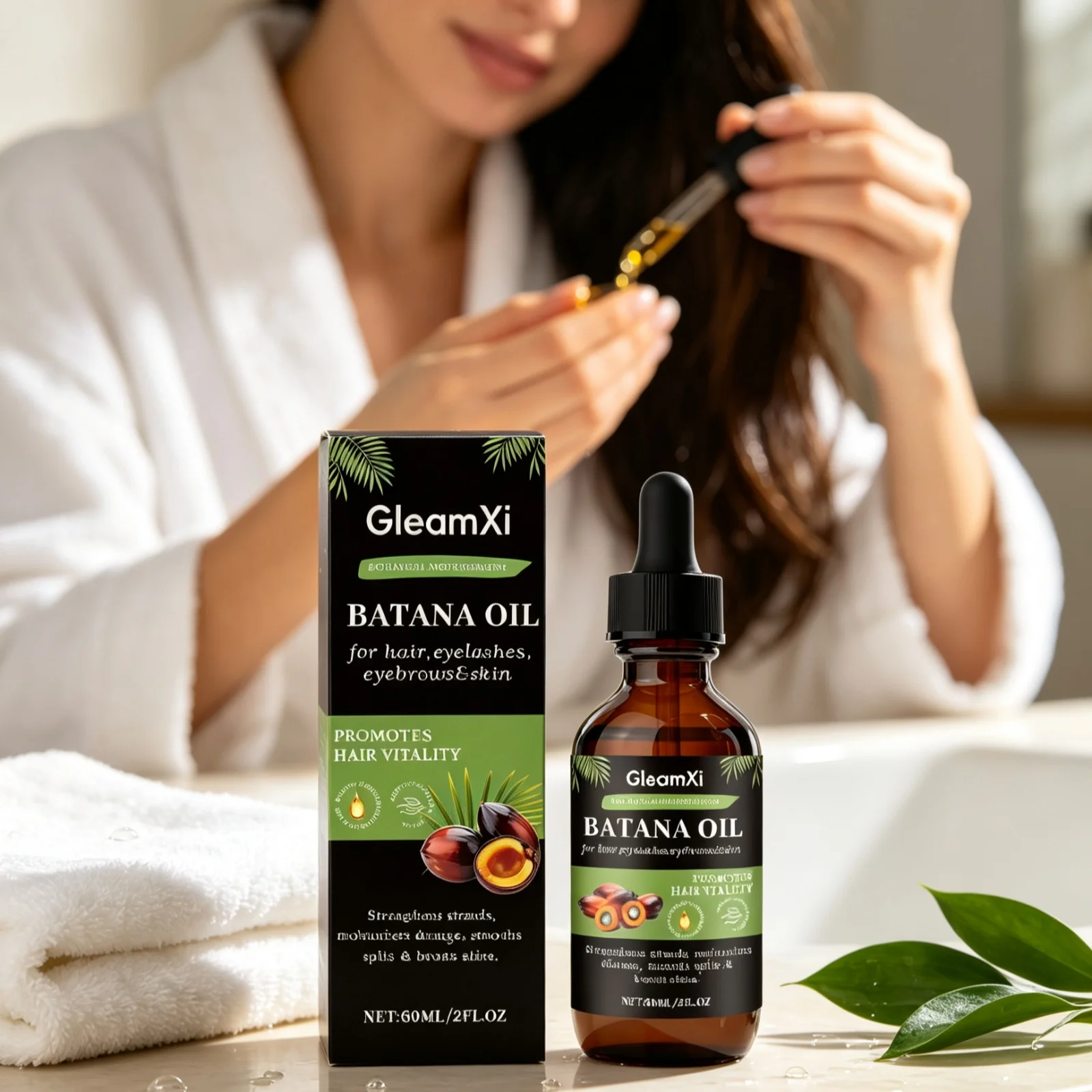 GleamXi Batana Hair Care Essential Oil Deeply Nourishing Hair Follicle Boost Split Ends Repair Gentle Multi Use Batana Serum Oil