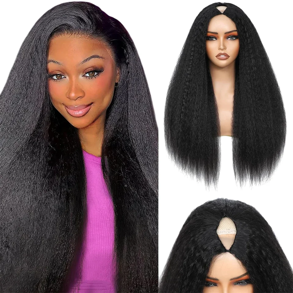 

Kinky Straight V Part Wigs Human Hair Density200 Upgrade Straight U Part Human Hair Wigs Brazilian Clip In Half Wigs Human Hair