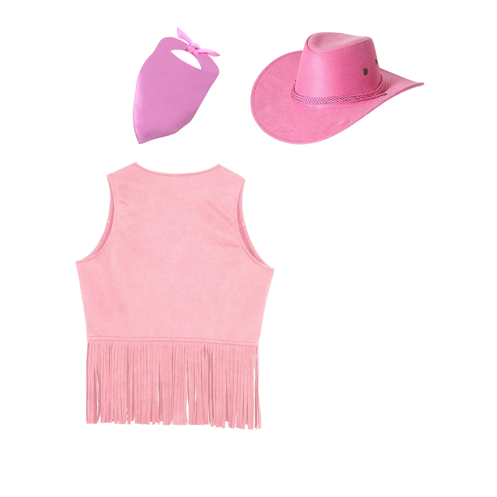 Kid Western Cowboy Cosplay Costume 3Pcs Cowgirl Waistcoat Vest And Cowboy Hat with Bandana Set for Halloween view 4