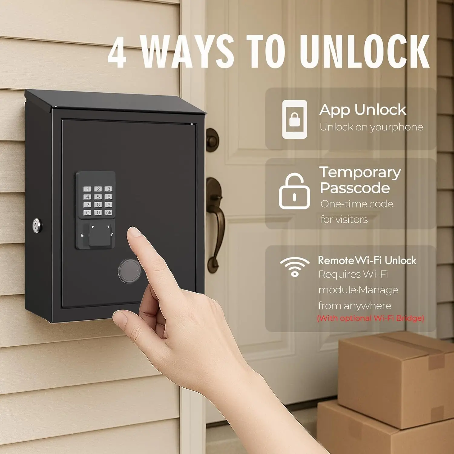 WeHere Outdoor Waterproof Wall Mount Locking Postbox for House Unlock Key Drop Box With Digital Smart Lock Metal Mail Post Box