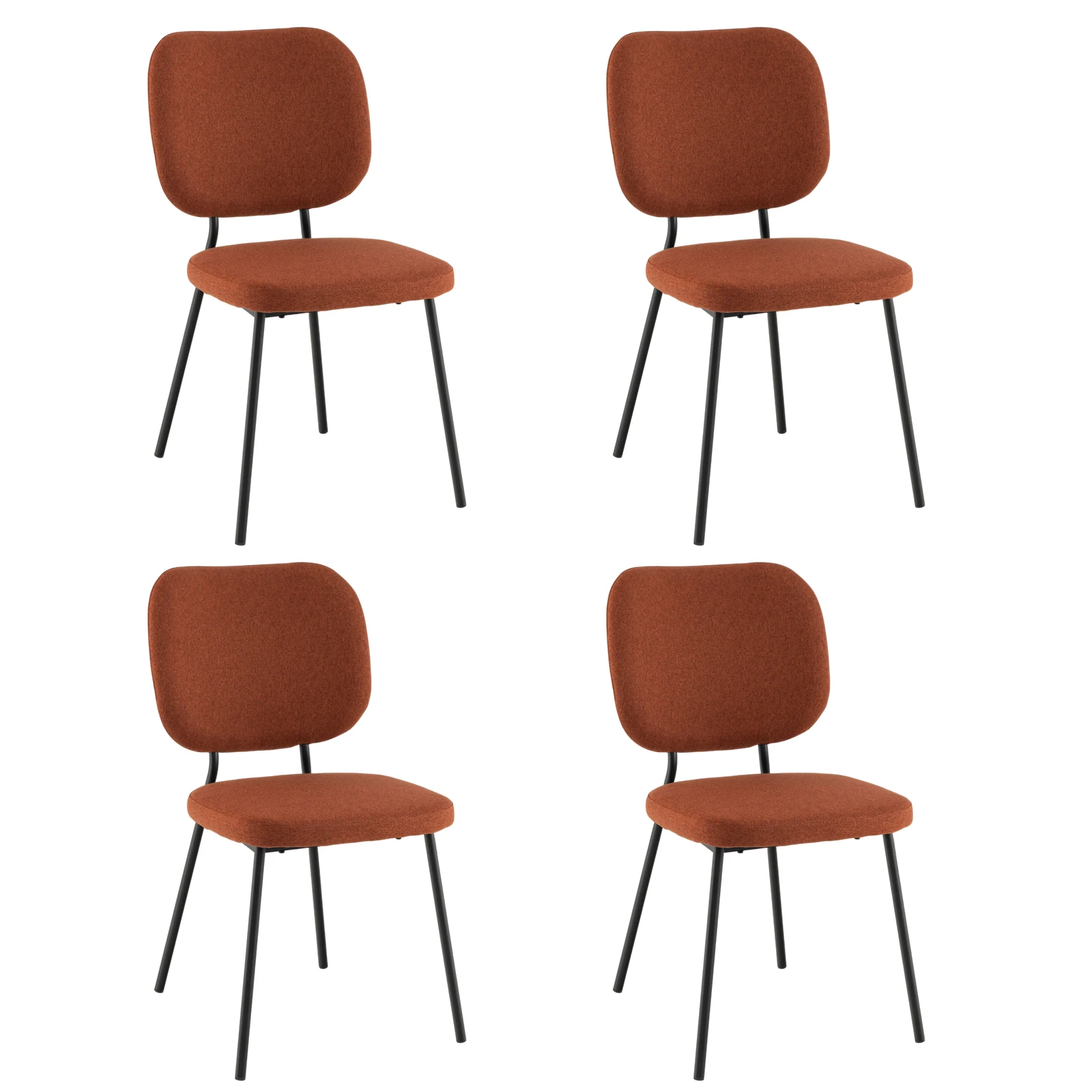 Set of 4 Modern Fabric Dining Chairs Padded Kitchen Armless Accent Chair Orange