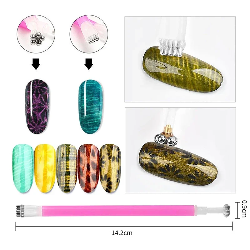 Multi Style Cat Eye Nail Magnet Stick Set, Magnetic Wand for 3D Cat Eye Gel Polish, DIY Nail Art Tool for Salon Home Manicure gallery 1