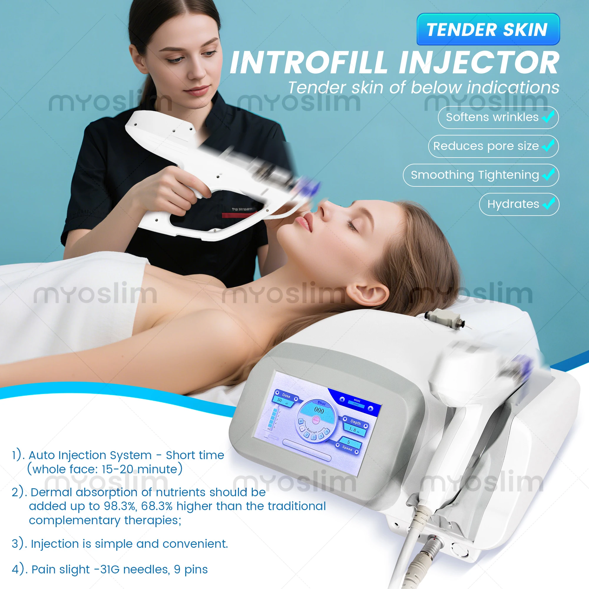 New Water Machine Hydrating Whitening Freckle-Removing RF Nutrition Introduction Photon Rejuvenation Negative Pressure Painless