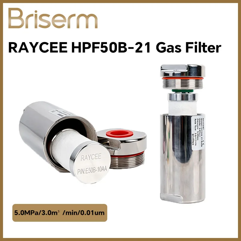 RAYCEE HPF50B-21 High Pressure Gas Filter 0.01 μm 5.0MPa 3.0m³/min E50B10AA Filter Element for 1000W–30000W Laser Cutting Parts