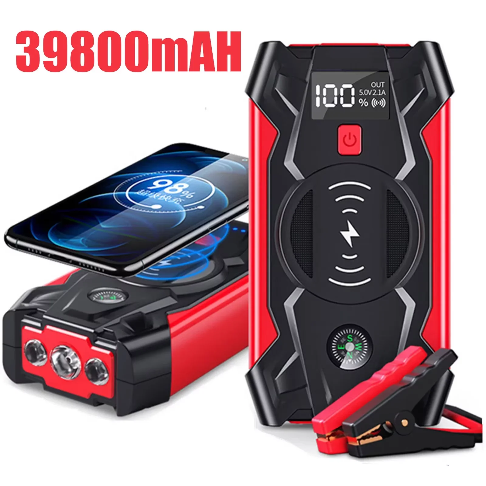 

1200A ASTRAUX Vehicle Jump Starter with 12000mAh External Battery Power Bank, Compatible with 6.0L Petrol and 4.0L Diesel Engine