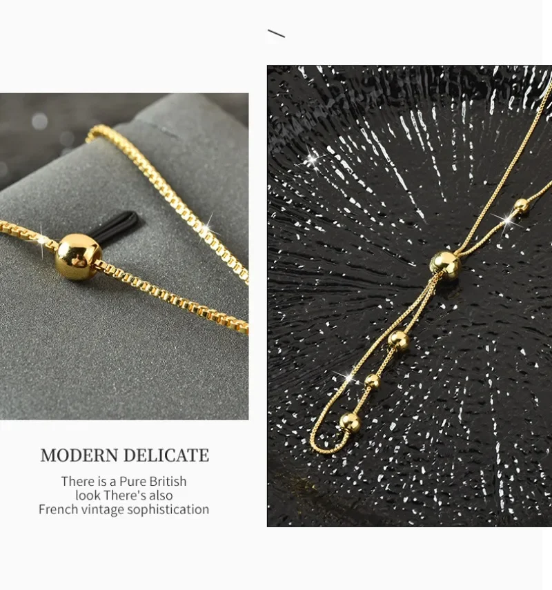 القلادة الطويلة القابلة للسحب من الفولاذ التيتانيوم هي نمط جديد للنساء في الخريف والشتاء، قلادة عصرية ومتعددة الاستخدامات