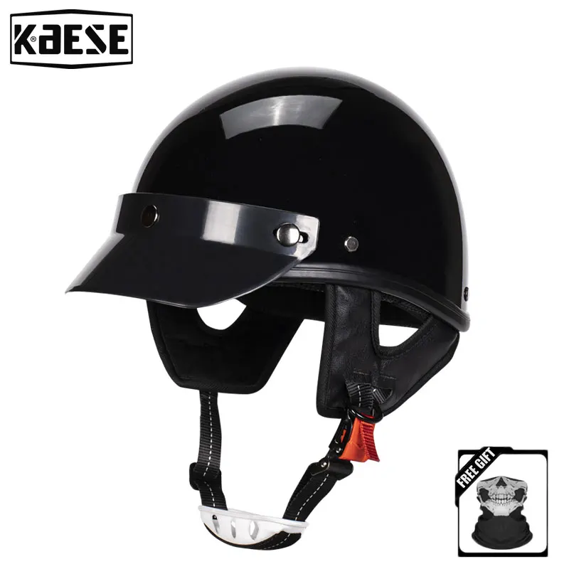 Retro Motorcycle Helmet Summer Half Helmet Male Cruiser Motorcycle Scoop Helmet Pedal Riding Helmet DOT ECE Approved