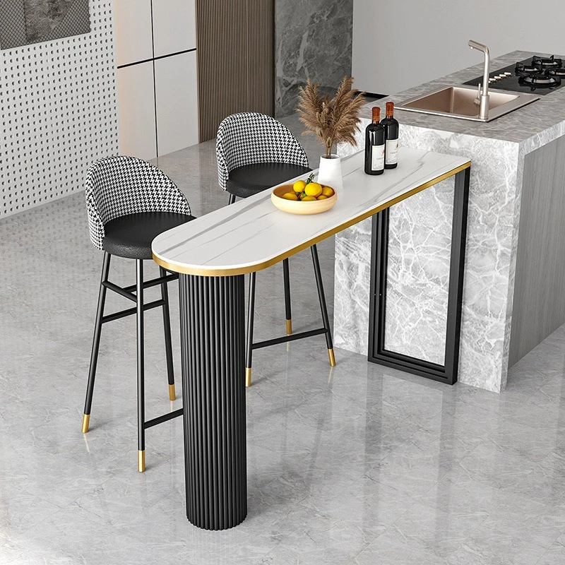 Household living room wall long table island table balcony high table and chair combination