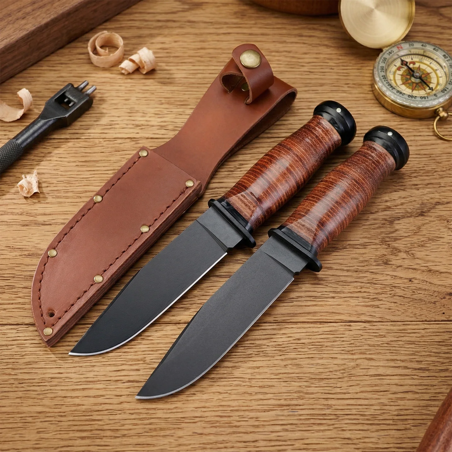 2026 new Kb 2225 - Exquisite Camping Jungle Obstacle Clearing Knife, 1095 high-carbon steel, hand-woven cowhide handle knife