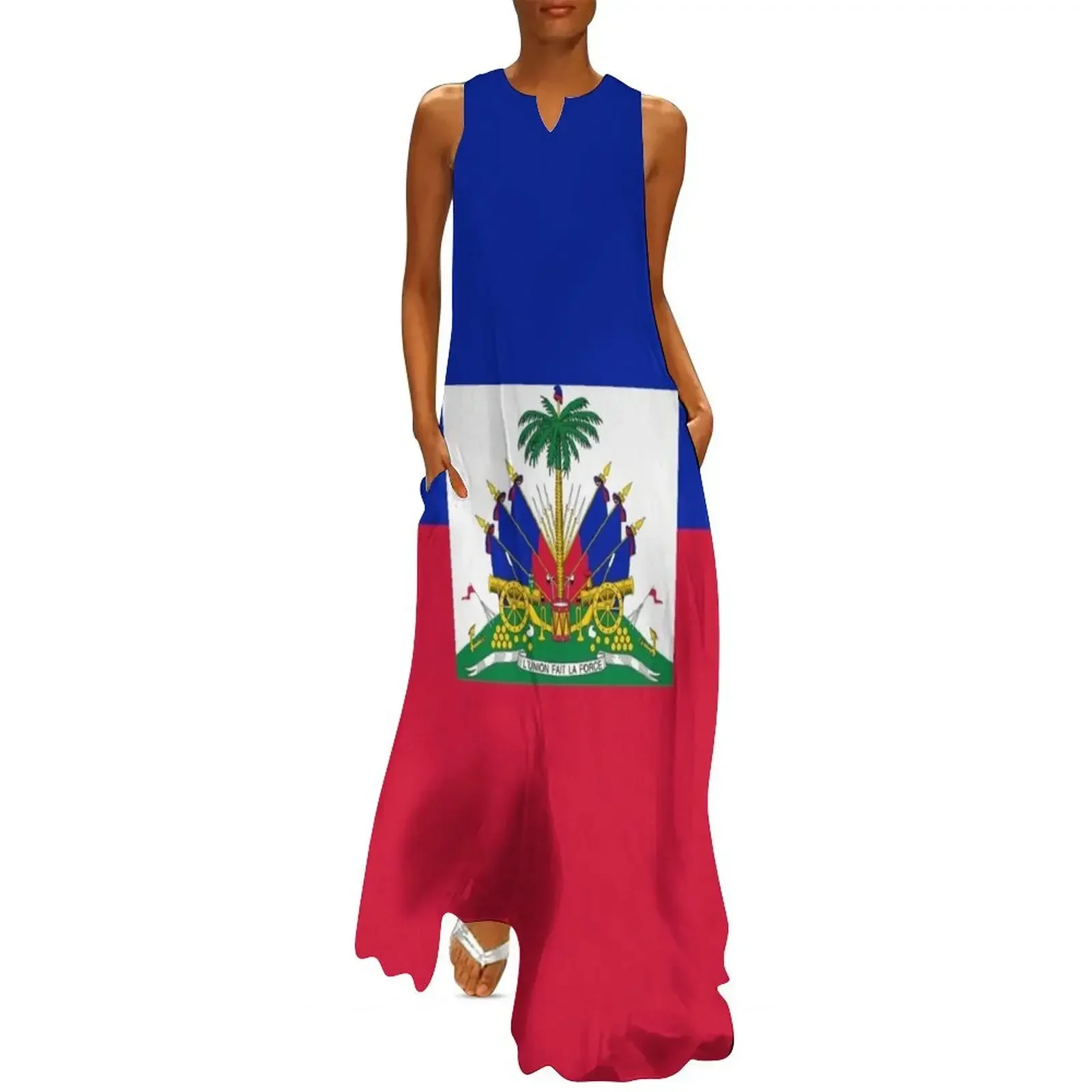 

Haiti Flag Long Dress wedding guest dress 2025 Women's summer suit Summer dresses for women Dress