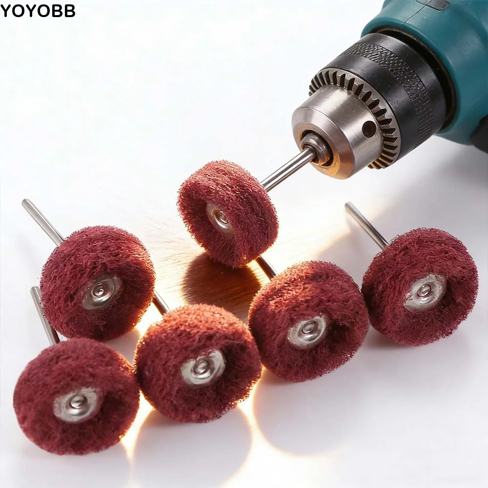 10pcs Buffing Drill Abrasive Brush Rust Remover Fiber Polishing Wheel 2.35mm Shank Nylon Fiber Grinding Head