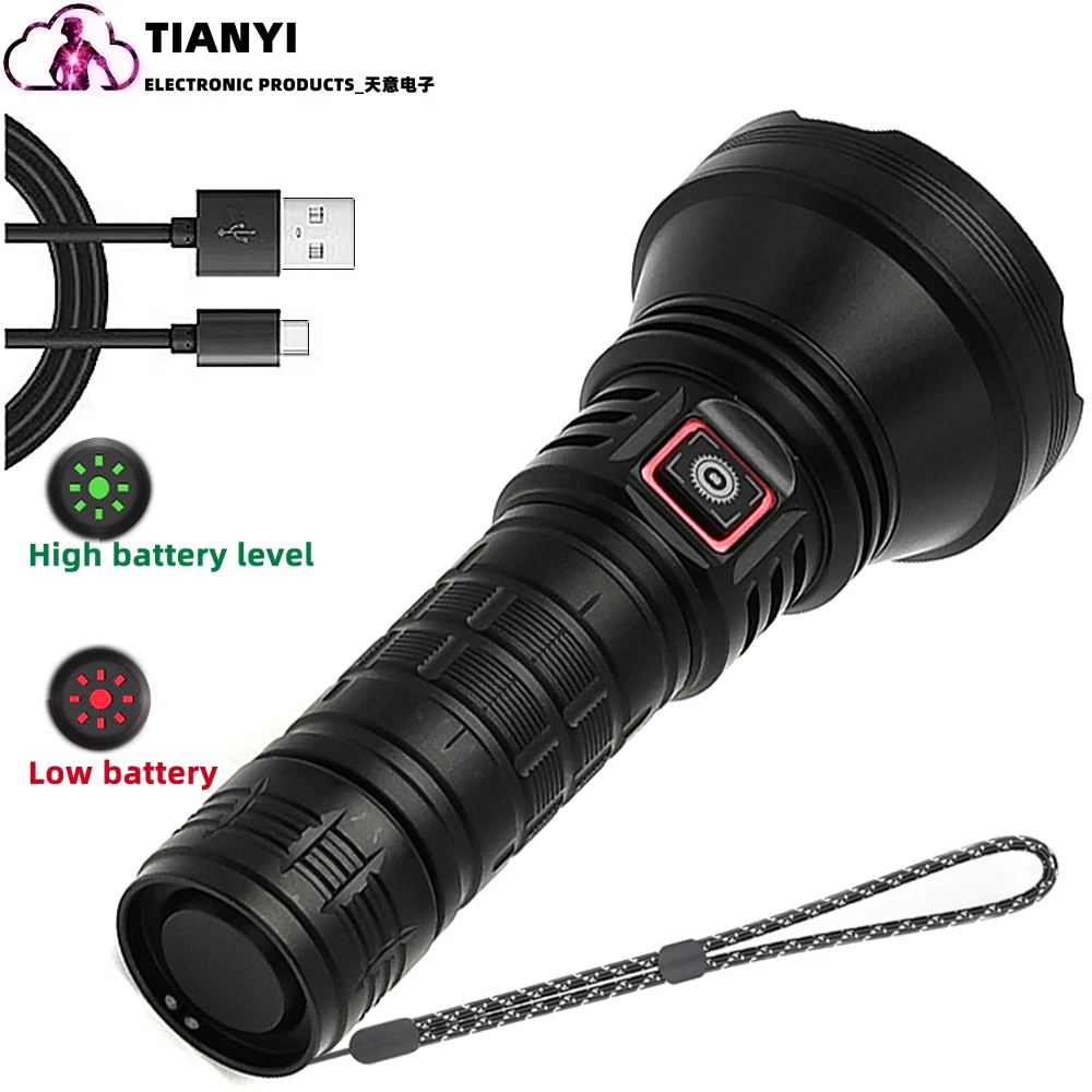 Strong Light Outdoor Multi-Function Battery Charger Flashlight 26650 Lithium Battery Charging Waterproof Lighting Night Lights