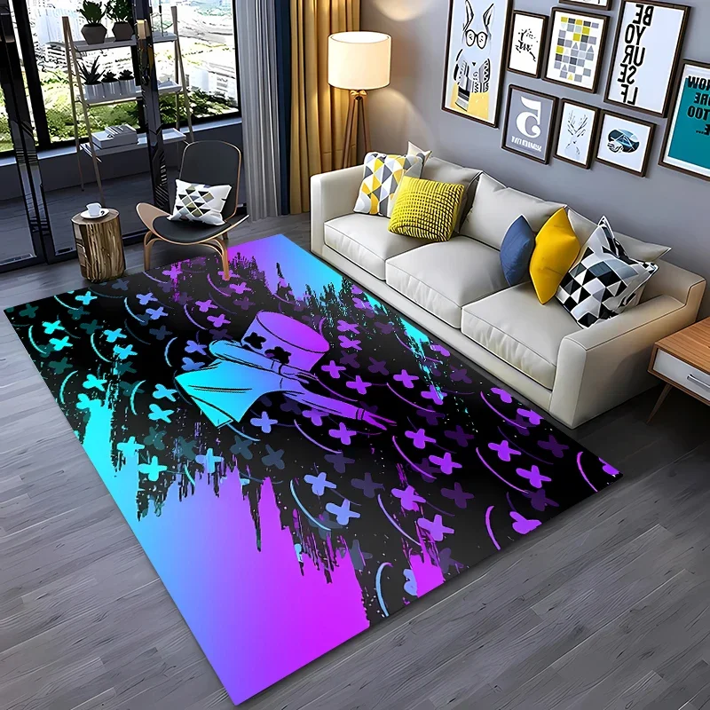 Mysterious M-Marshmello Band Printed Carpet for Living Room Bedroom Hallway Long Strip Anti-slip Rug Sofa Doormat HomeDecor Mat