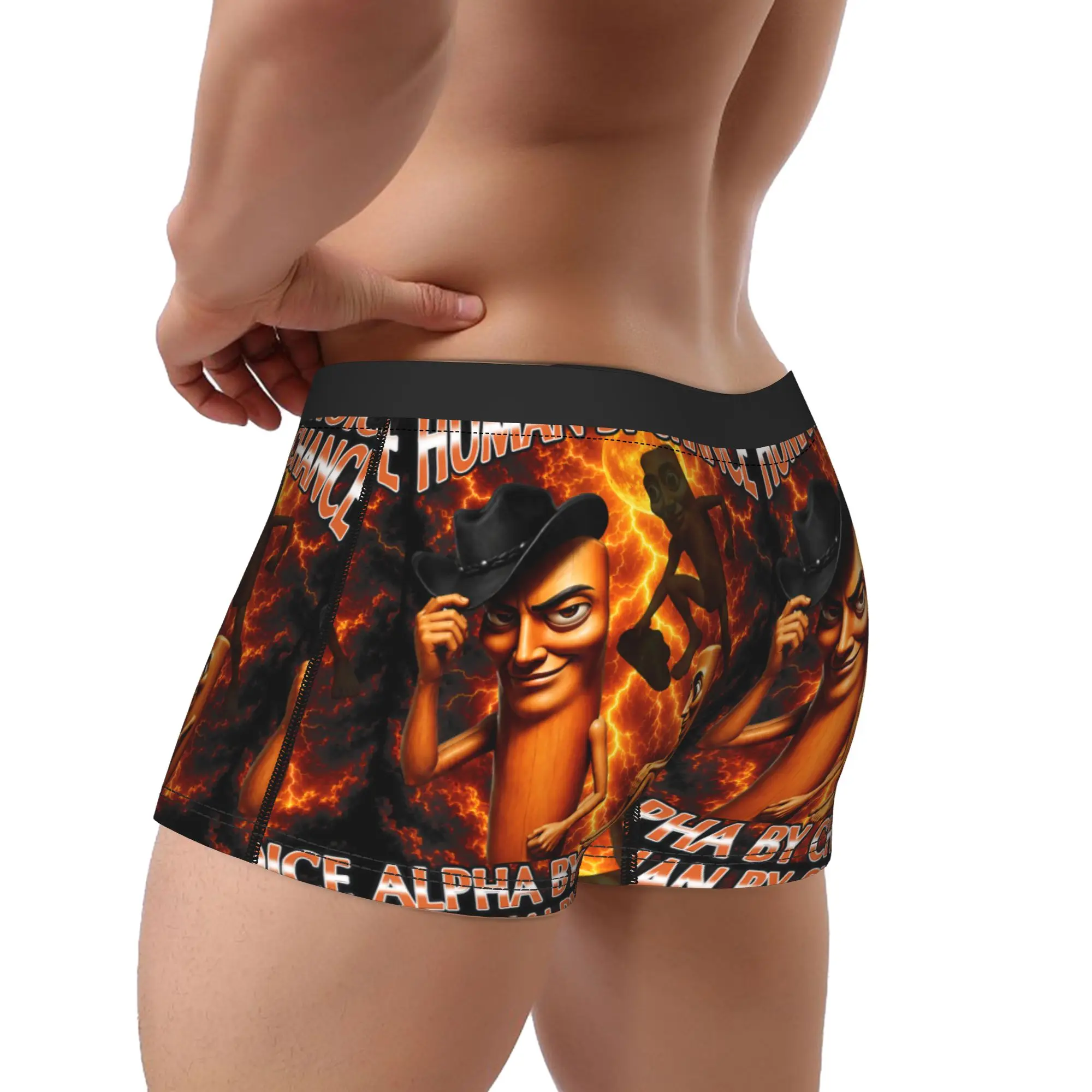 Funny Tung Tung Sahur Human By Chance Alpha By Choice Meme Underwear Men Underpants Printing Boxershorts Quality Shorts Briefs
