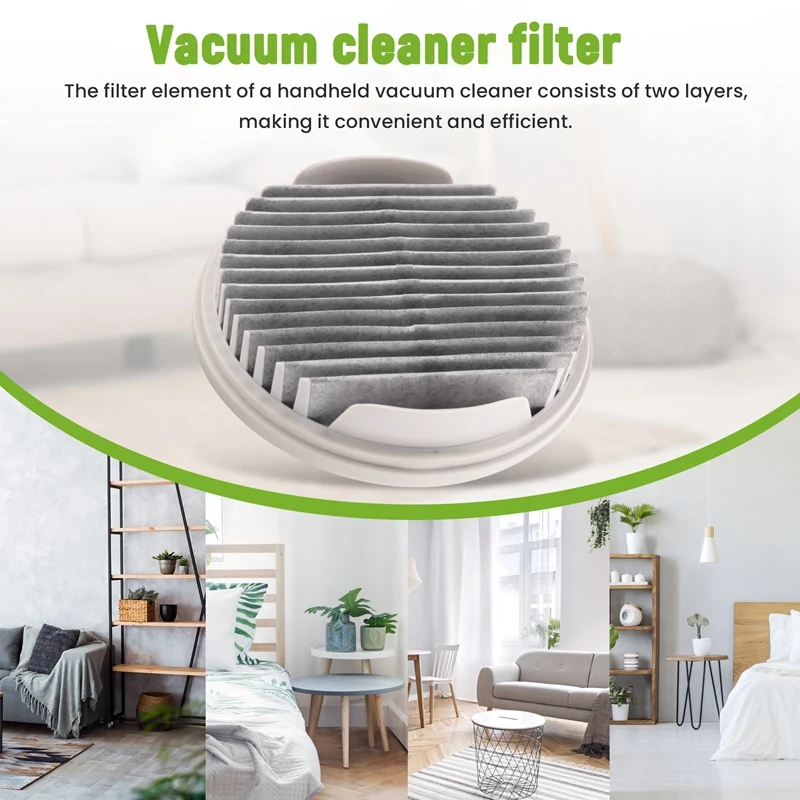 قطعتان لفلتر المكنسة الكهربائية المحمولة HEPA (عبوتين) باللون الأبيض لـ MJXCQ01DY Model-A07G