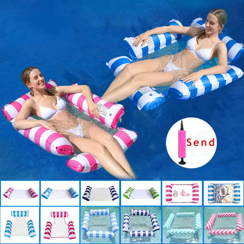 

Water Hammock Recliner Inflatable Floating Swimming Mattress Sea Swimming Ring Pool Party Toy Lounge Bed For Swimming Summer