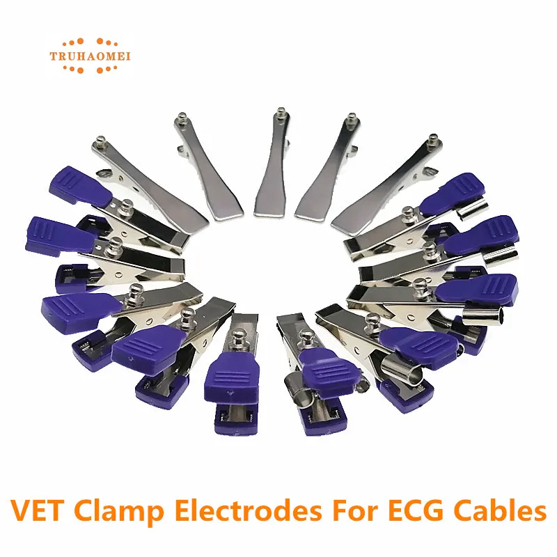 5 PCS Multi-Function Veterinary EKG Adapter Alligator Clip Clamp ECG Electrodes For ECG Cables Snap 4.0 Din 3.0 Banana 4.0