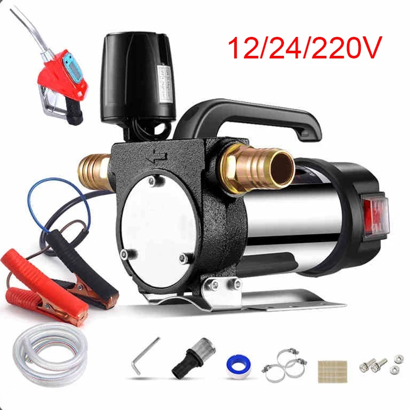 

220v Electric Dc 12v/24v Oil Pump Self Priming For Diesel Kerosene Transfer Fuel Oil Well Water Pump Fuel Dispenser 60L/min