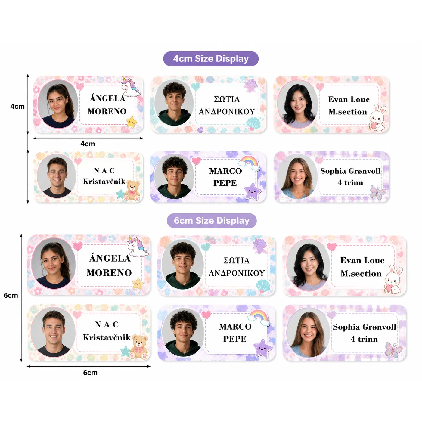 Personalized Name Stickers Custom Photo Labels Waterproof Name Tags School Classroom Backpack Luggage Cute Custom Name Sticker Set
