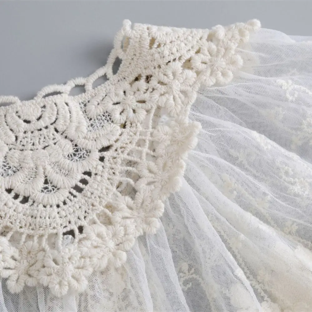 Simple Cape Embroidered Lace Fake Collar Embroidery Chiffon Small Shawl Wraps Korean Style Flower Scarves Clothes Decoration
