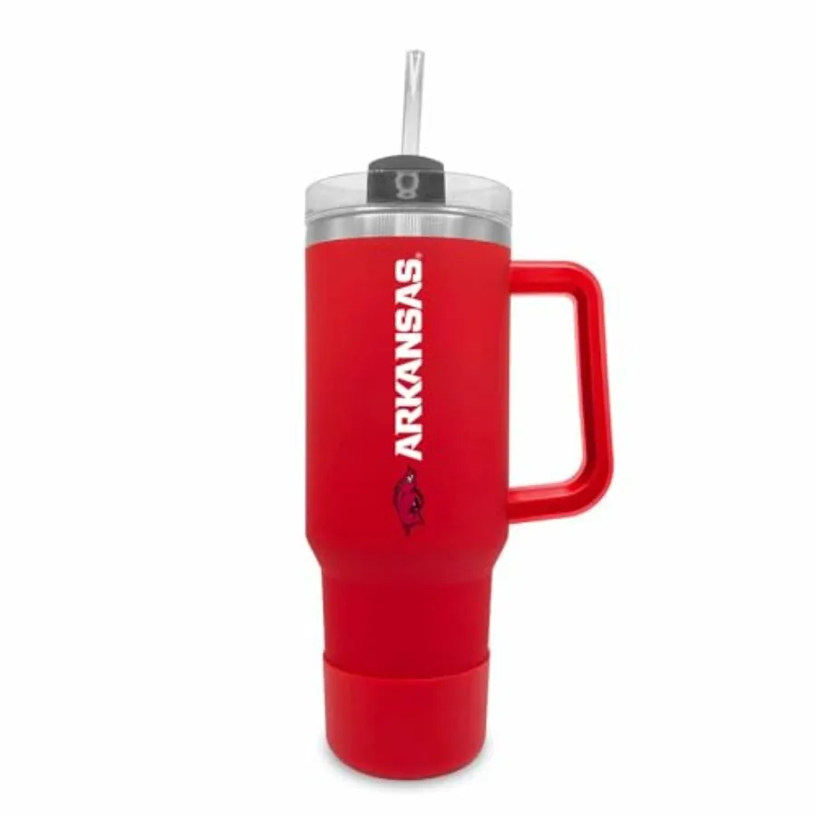 

College and University 40 oz Travel Tumbler With Handle - Dual Option Lid With Straw - Vacuum Insulated Stainless Steel