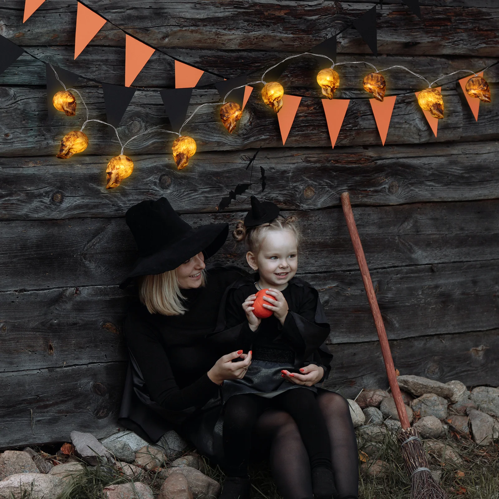 

1Set Skull Light String Halloween Creative Unique Skull Shape Party Layout Decorative Lamp String Night Festival Lighting