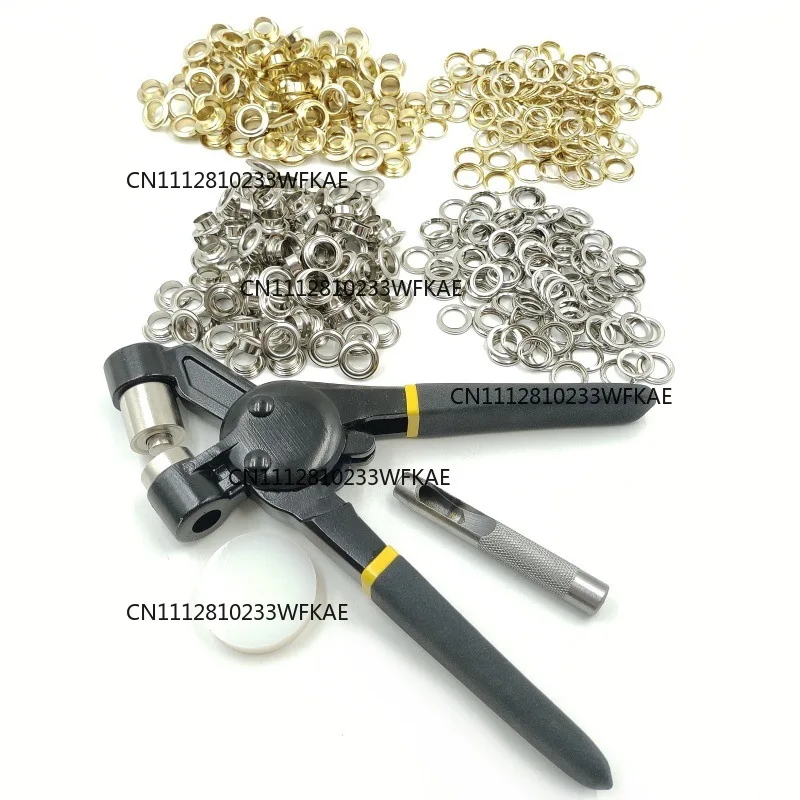 200 sets + installation of hand press pliers for drilling rings, tarpaulin metal steam eye silver and gold air hole set