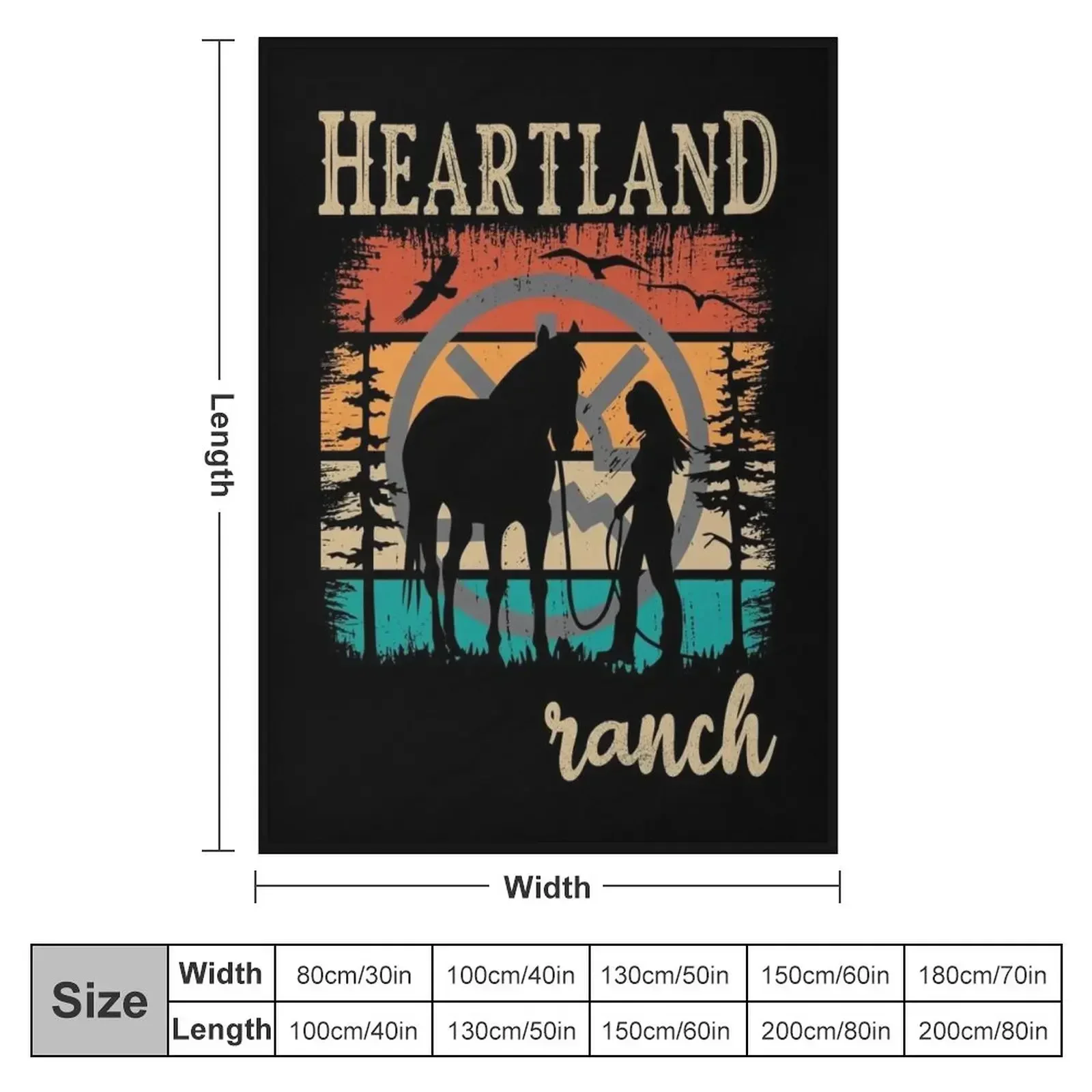 Heartland, Heartland Ranch , Horse Lover, Sunset heartland, Heartland Retro Vintage, Ranch Lover, Horse Owner Throw Blanket