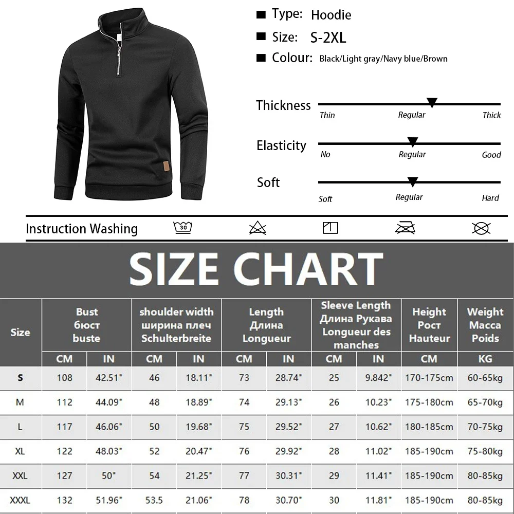 Herren-Pullover mit Viertelreißverschluss, lange Ärmel, schmale Passform, leichter Pullover mit Stehkragen, lässige Pullover, halber Rollkragenpullover, gemütliche Outdoor-Streetwear – Detail 1