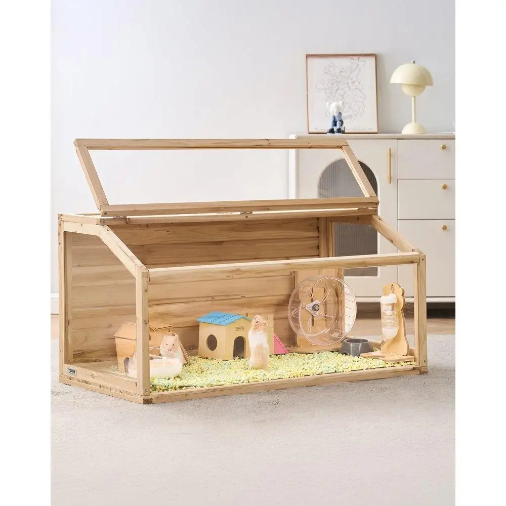

40 inch Wooden Hamster Cage Habitat for Small Rodents Clear Design