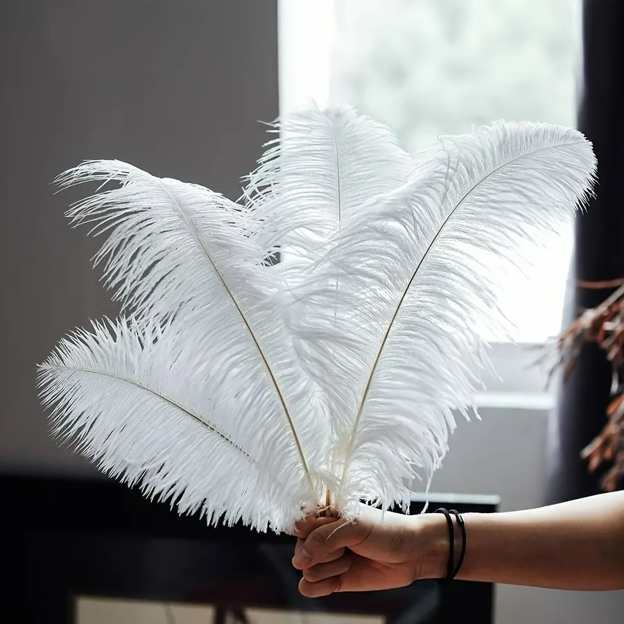 10/50Pcs White Ostrich Feathers Plumes DIY Jewelry Wedding Home Decor Crafts Accessories Needlework Plumas Table Centerpieces