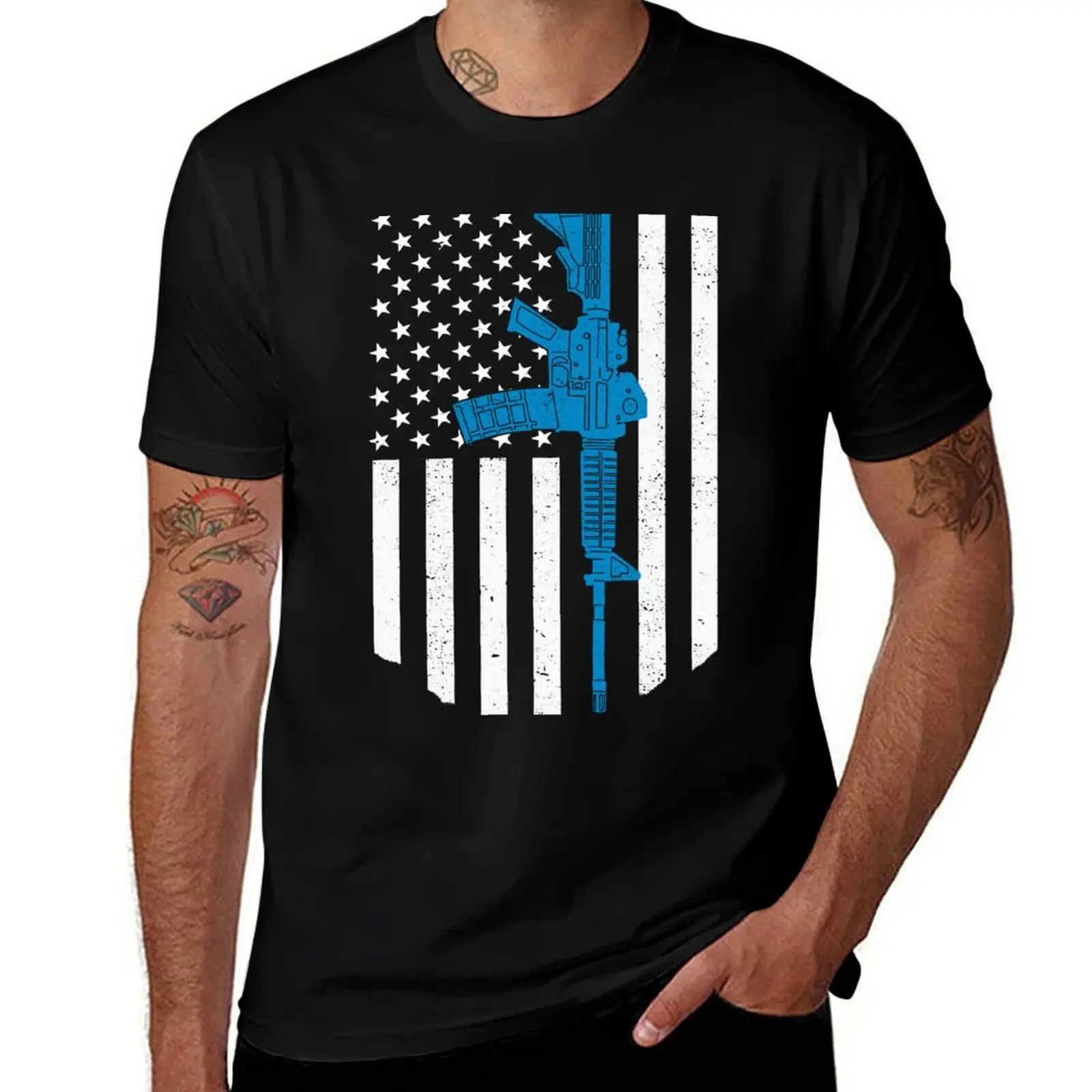 

American Flag AR15 Rifle Gun Gift Patriotic 2nd Amendment T-Shirt t shirt man casual t shirt man luxury T-Shirt