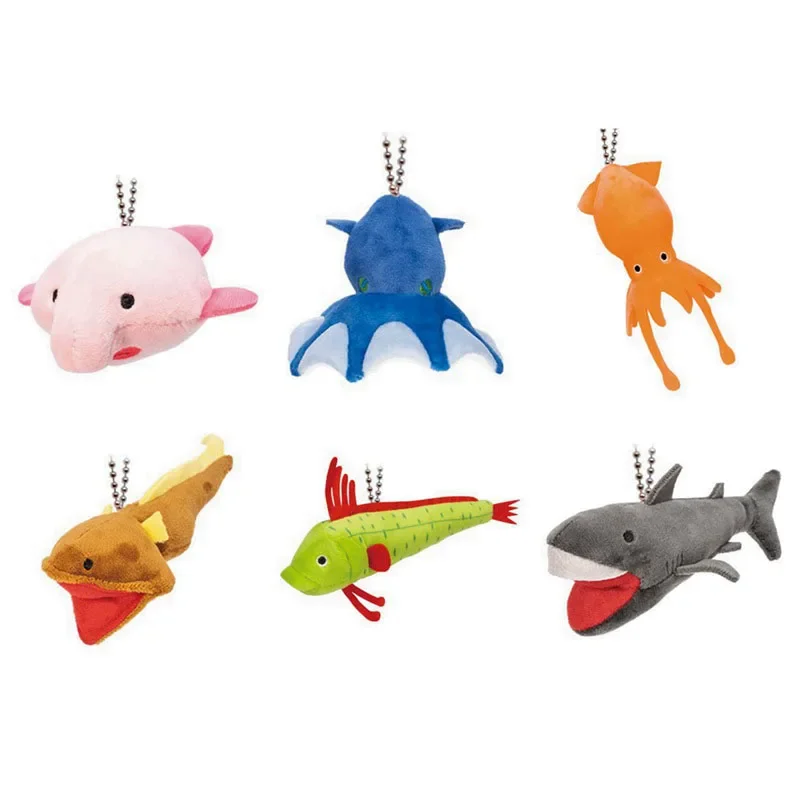 

Japanese Genuine Gacha Scale Model Cute Abyssal Organism Plush Cuttlefish Shark Oarfish Pendant Action Figure Toys