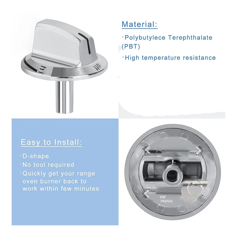 Perillas de estufa de vástago largo 5304525746, repuesto mejorado de 1 piezas, perillas de horno compatibles con la gama de estufa de Gas