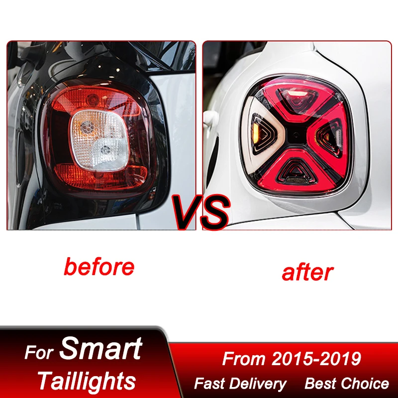 Hot Car styling Tail Lights For Mercedes-Benz Smart 15-19 Upgrade EQ style full LED Dynamic Turn Signal Light Tail Lamp Assembly